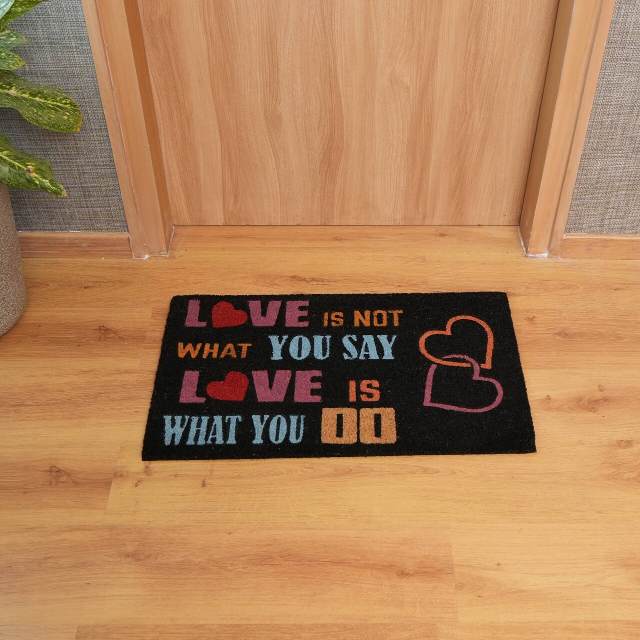 Natural Coir Door Mat with Non-Slip Backing, Indoor Outdoor Entry Doormat